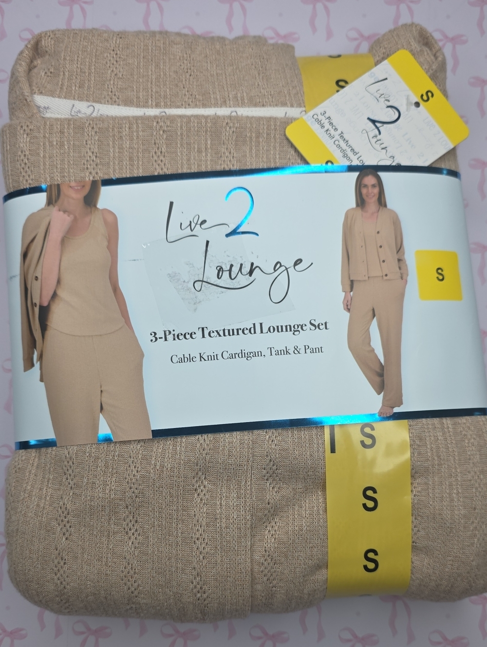 Live2Lounge Women's 3-Piece Textured Lounge Set - Tan